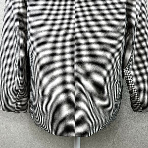 H&M Black Plaid Peak Lapel Open Front Light Blazer Jacket Oversized Small NWT - Picture 9 of 14